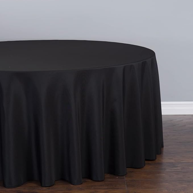 LTC LINENS 2 Pack 108 Inch Round Tablecloth Black - Great for 48 Inch Round Table Floor Length - Wrinkle Resistant Polyester Fabric Cloth for Wedding