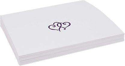 Linked Hearts Place Cards, Eggplant (Choose Color), Set of 150, Pre-cut and Scored - Wedding, Party, Dinner, and Special Events - Made in the USA