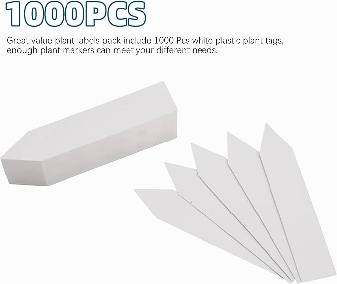 YaeCCC 1000 Pcs 4 Inches Plant Labels Plastic Plant Tags Nursery Garden Labels Pot Marker Garden Stake Tags for Fruit Trees, Flowers, Shrubs, etc