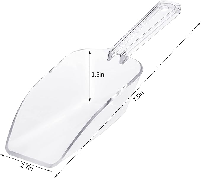 Ice Scoop Candy Buffet Containers Scoopers, Hmxpls Clear Plastic Scoop for Popcorn Cookie Candy Buckets, Podpocket Acrylic Large Scoops for Parties Wedding Bar Jars Freezer Dry Goods （6 Pack 7.5 In ）