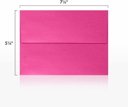 LUXPaper A7 Invitation Envelopes | Peel & Press | 5 1/4" x 7 1/4" | Azalea Metallic | 80lb. Text | 500 Qty