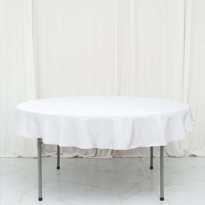 Efavormart Round Tablecloth, 70 Inch Stain & Wrinkle Resistant Washable Table Cloth, Decorative Polyester Fabric Table Cover for Banquet, Wedding, Dining- White