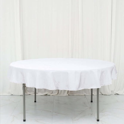 Efavormart Round Tablecloth, 70 Inch Stain & Wrinkle Resistant Washable Table Cloth, Decorative Polyester Fabric Table Cover for Banquet, Wedding, Dining- White