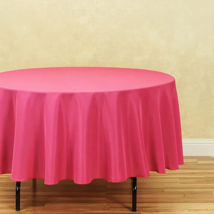 LinenTablecloth 90-Inch Round Polyester Tablecloth Fuchsia