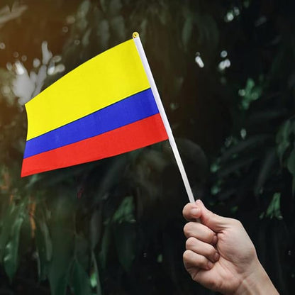 Colombia Flag Colombian Flag, Small Mini Handheld Colombia Flags on Stick, Ideal for Party Parades Sports Events Patriotic Festival Decorations