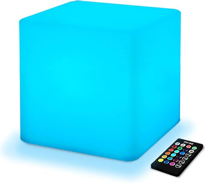 Mr.Go 10-inch Rechargeable LED Cube Light w/Remote, 16 RGB Colors & Dimmable LED Cube Lamp Night Light Mood Lamp, Ambient Decorative Lighting, Cordless & Waterproof for Indoor Outdoor Use