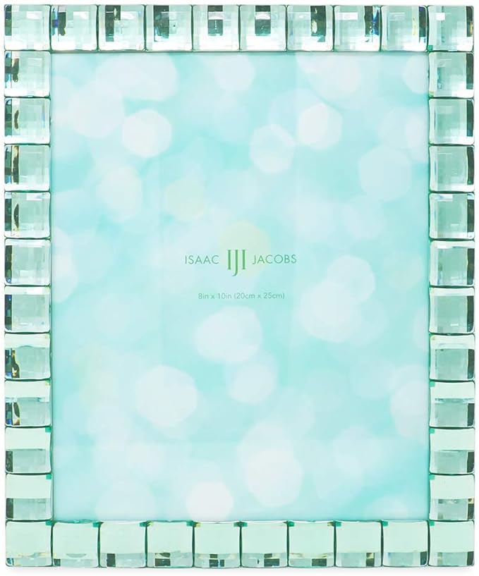 Isaac Jacobs Decorative Sparkling Light Green Jewel Picture Frame, Photo Display & Home Décor (8x10, Light Green)