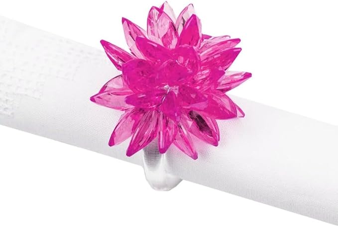 Fennco Styles Crystal Design Collection Napkin Rings - Set of 4 (Pink, 2"x2")