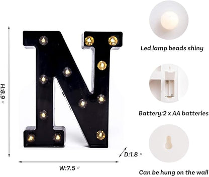 Foaky Black LED Marquee Number Lights Sign Light Up Marquee Number Lights Sign for Night Light Wedding Birthday Party Battery Powered Christmas Lamp Home Bar Decoration