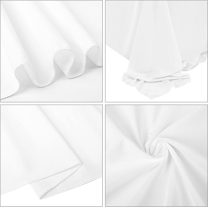 10 Pack Polyester Tablecloths, White 90 x 156 Inch Polyester Table Cloth for 8 Foot Rectangle Tables, Stain and Wrinkle Resistant Washable Fabric Table Cover for Wedding Banquet Restaurant Party