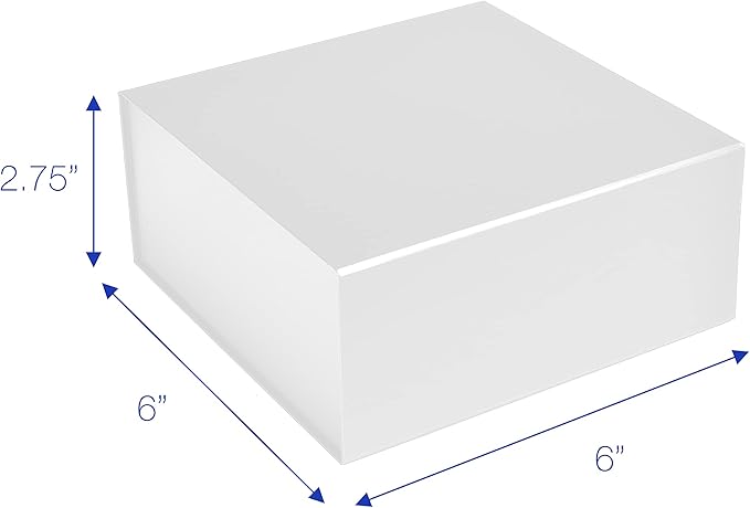 CECOBOX - Gift Boxes with Lids for Presents 6"x6"x2.75" - Matte, Collapsible Magnetic Closure Gift Box - Groomsmen & Bridesmaid Proposal Boxes, Wedding, PR, Birthdays, Holidays (White)