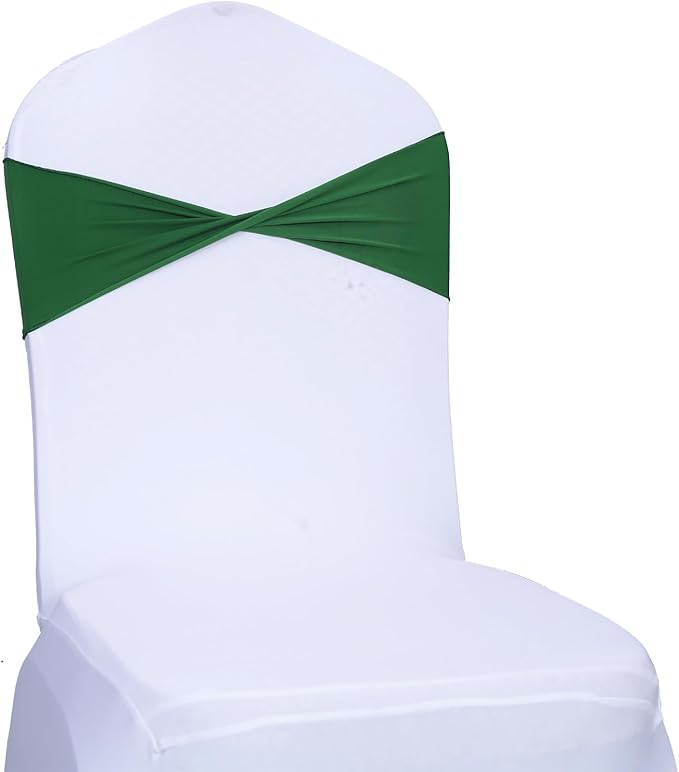 MDS Pack of 250 Spandex Chair Sashes Bows Elastic Stretch Dining Chair Bands Ties Without Slider Buckle Universal fits for Wedding Baby Shower Birthday Party Banquet Event Decoration - Green