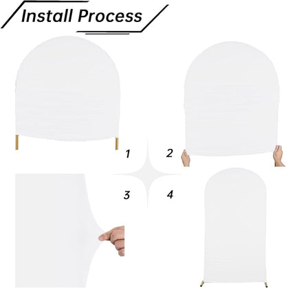 bricia Wedding Arch Backdrop Stand Cover, 6FT Double Sided Stretchy Arch Cover Fitted Wedding Birthday Party Banquet Decoration (White 72''Lx31.2''W)