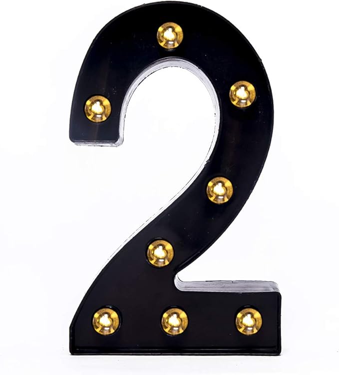 Foaky Black LED Marquee Number Lights Sign Light Up Marquee Number Lights Sign for Night Light Wedding Birthday Party Battery Powered Christmas Lamp Home Bar Decoration