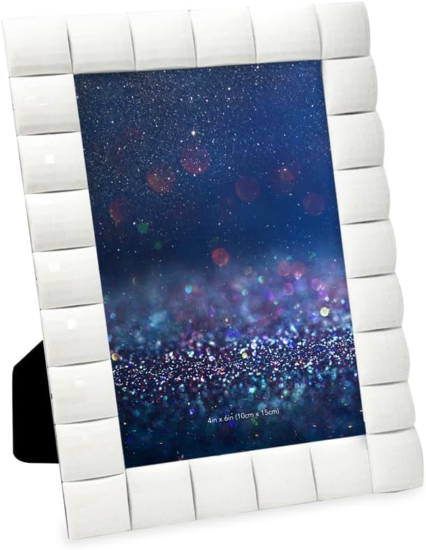 Isaac Jacobs Decorative Sparkling Jewel Picture Frame, Photo Display & Home Décor (4x6, White)