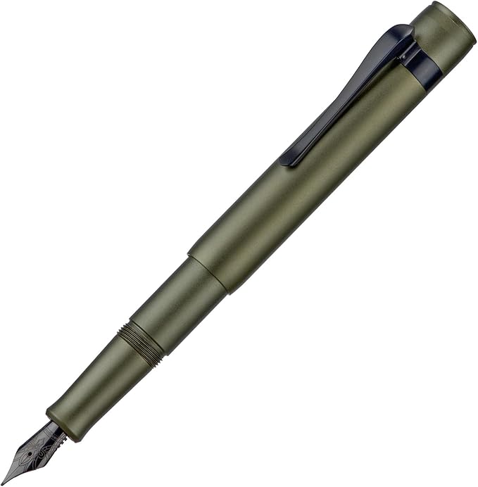 Hongdian M2 Black Forest Mini Fountain Pen, Extra Fine Soft Nib & Sleek Shape Aluminium Short Pocket Travel Pen (Army Green)