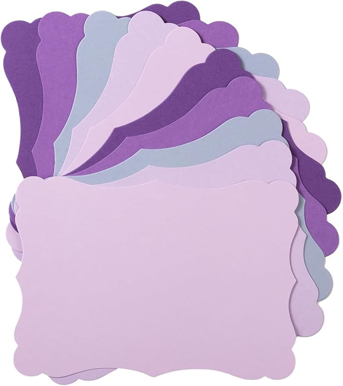 50 Pack Blank Kraft Cards Cardstock Thick Paper Brown Greeting Cards for DIY Gift Card Menus, Baby Shower and Wedding Invitations (Purple, 5 Colors, 5x7IN)