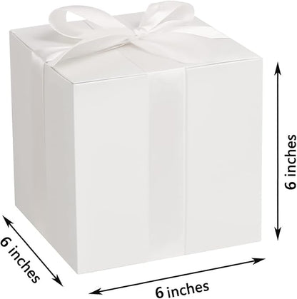 COTOPHER Small Gift Boxes 25 Pack 6x6x6 inches White Gift Boxes with Lids for Gifts, Crafting, Wedding Party Favor, Cupcake Boxes, Candy, Bridesmaids Proposal Box with Ribbons and Stickers