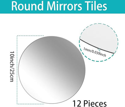 10" 12PCS Round Mirrors for Centerpieces, Circle Mirror Centerpieces for Tables, Mirror Tiles for Wall Table Wedding Centerpiece Mirrors Plates for Candle Anniversary Decorations DIY Craft