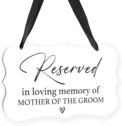 Acrylic Wedding Sign, Ring Bearer Sign, Reserved Seating Signs, for Mother of The Groom, Rustic Wedding Decor Signs, Acrylic Wall Art With Ribbon for Chairs Weddings Decor and Event Party (White)