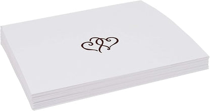 Linked Hearts Place Cards, Chocolate (Choose Color), Set of 25, Pre-cut and Scored - Wedding, Party, Dinner, and Special Events - Made in the USA