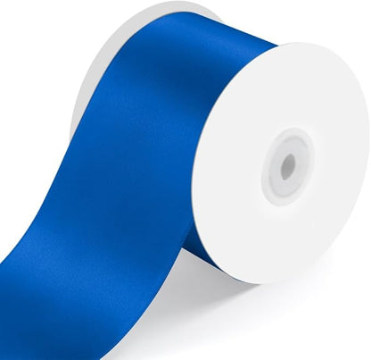 3" Wide x 25 Yards Single Face Polyester Satin Ribbon, Satin Ribbon for Crafts, Gift, Hair Bows, Wedding Party Decoration, Bow Making & Other Projects (Royal Blue)