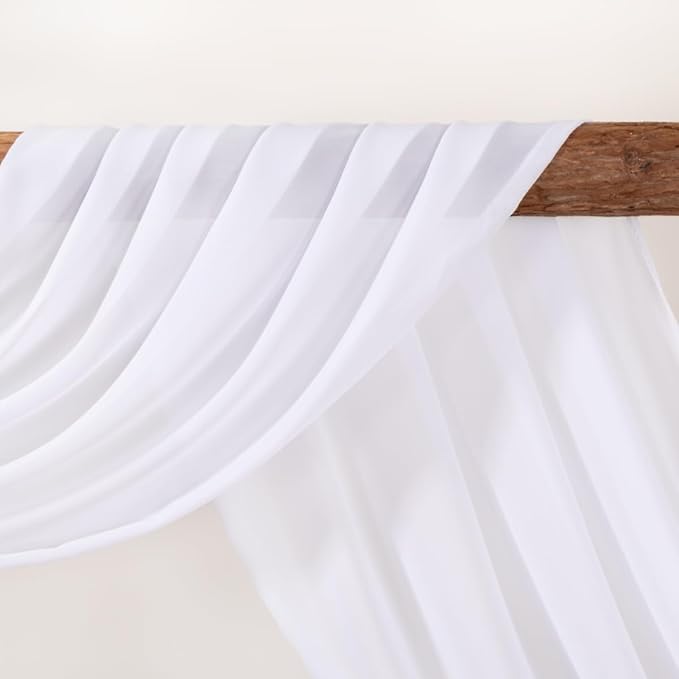 White Wedding Arch Draping Fabric 1 Panel 30'' x 18FT Sheer Chiffon Arch Drapery for Easter Bridal Shower Backdrop Outdoor Party Arches Church Ceremony Decoration
