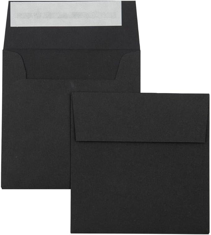 LUXPaper Square Invitation Envelopes | Peel & Press | 3 1/4" x 3 1/4" | Midnight Black | 80lb. Text | 50 Qty