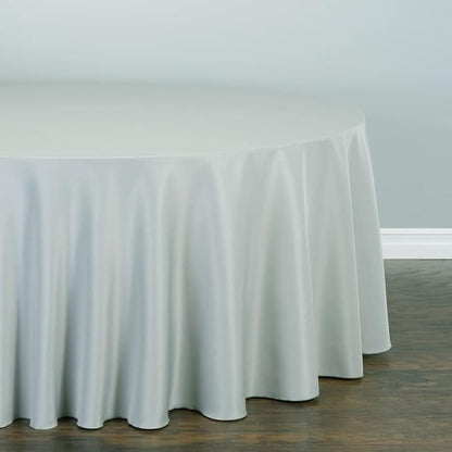 LinenTablecloth 132-Inch Round Polyester Tablecloth Silver
