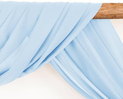 Wedding Arch Draping Fabric 2 Panels 30'' x 18FT Baby Blue Sheer Chiffon Arch Drapery for Photo Booth Bridal Shower Baby Shower Church Decor Newborn Photography Christening Outdoor Party