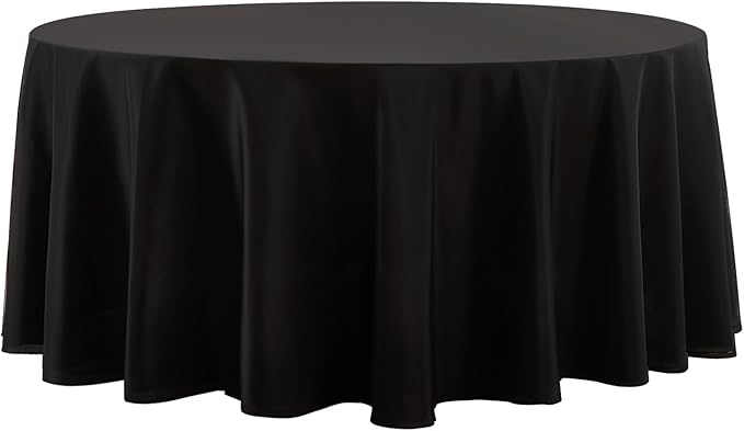 Round Tablecloth 2 Pack 90 Inch Black Tablecloths Washable Decorative Linen Polyester Table Clothes Cover for Dining Table Banquets Buffet Parties and Wedding