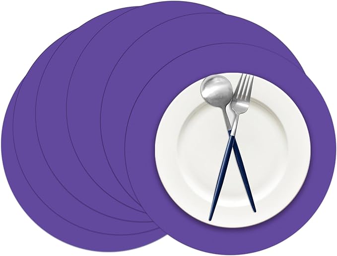 50 Pieces Purple Paper Place Mats Round Disposable Table Mats Purple Paper Doilies Decorative Placemats for Wedding Banquet Party Home Dining Tableware Decor