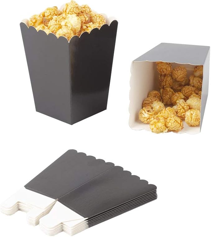 YESON Black Popcorn Boxes Mini Paper Popcorn Box for Party,Pack of 36