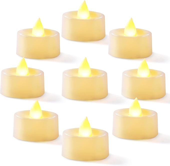 Homemory 50-Pack Flameless LED Tea Lights Candles Battery Operated, 200+Hour Fake Electric Candles TeaLights for Votive, Halloween, Ofrenda, Diya, Wedding Centerpiece Table Decor, Funeral, Christmas