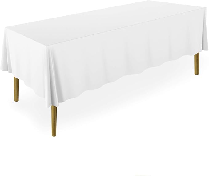 Lann's Linens - 10 Premium 70" x 120" Tablecloths for Wedding/Banquet/Restaurant - Rectangular Polyester Fabric Table Cloth - White