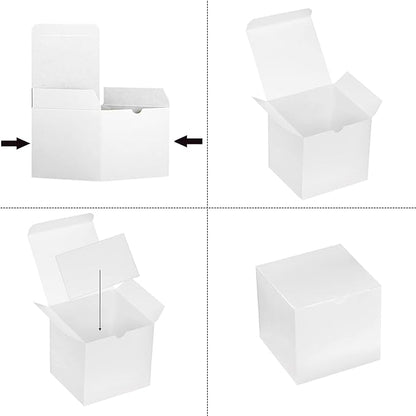 Xxcxpark 48 PCS White Gift Boxes 4x4x4 inches, Decorative Party Favor Gift Packaging Box with Lid for DIY Crafting, Cube, Cupcake, Kraft Present Boxes for Birthday, Wedding, Anniversary