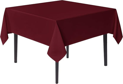 sancua Square Tablecloths 54x54 Inch Burgundy - Fabric Table Cloth for Square or Round Tables, Washable Polyester Table Cover for Christmas Dinner, Holiday Party, Decorative Display Tables