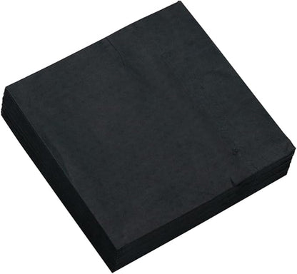 JAM PAPER Medium Lunch Napkins - 6 1/2 x 6 1/2 - Black - 50/Pack