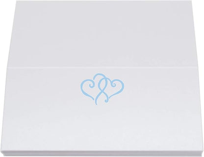 Linked Hearts Place Cards, Light Blue (Choose Color), Set of 60, Pre-cut and Scored - Wedding, Party, Dinner, and Special Events - Made in the USA