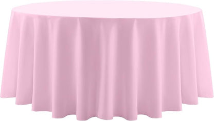 Round Tablecloth 2 Pack 108 Inch Pink Tablecloths Washable Decorative Linen Polyester Table Clothes Cover for Dining Table Banquets Buffet Parties and Wedding