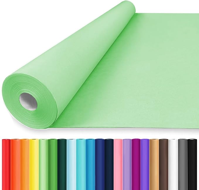 Vanhench 48" x 2400" (200') Light Green Wrapping Paper, Solid Color Kraft Paper for Gift Wrap & Art Craft Supplies, Construction, Poster, Bulletin Board, Floor Covering, Table Runner