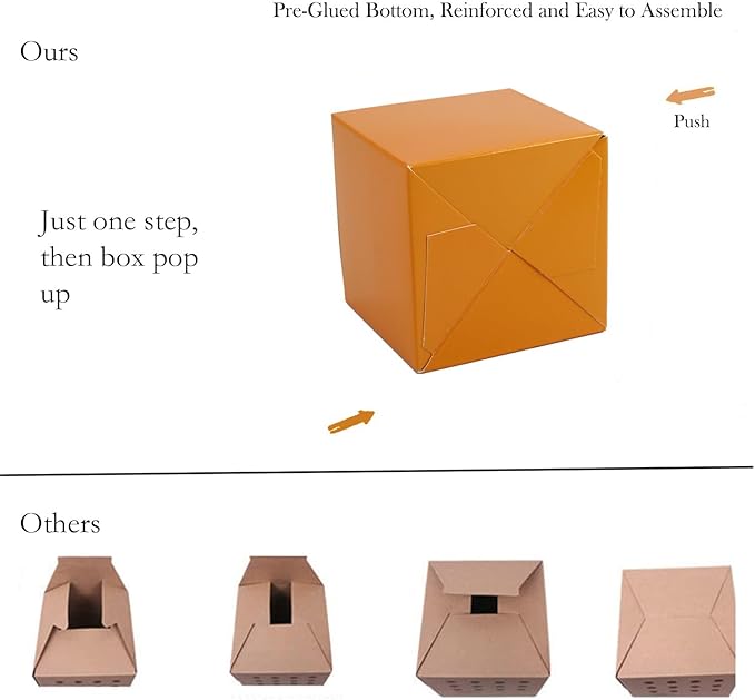 Oletx 25 Pcs Orange Paper Gift Boxes, Halloween treat boxes, Small Candy Boxes Bulk, 3x3x3 inch Gift Box with Lids, Goodie Treat Boxes for Party Favors, Birthday Gifts, Wedding Gifts