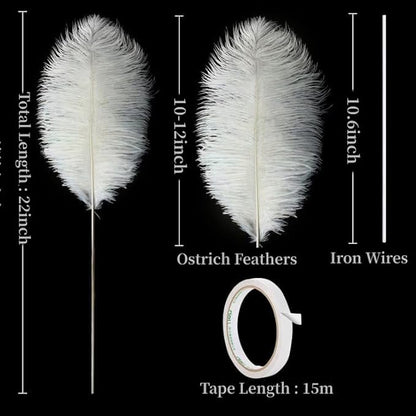 Holmgren Beige Ostrich Feathers Bulk - 20pcs Making Kit 22 Inch Boho Ostrich Feathers for Vase, Floral Arrangement, Wedding Party Centerpieces and Christmas Home Decorations (Beige)