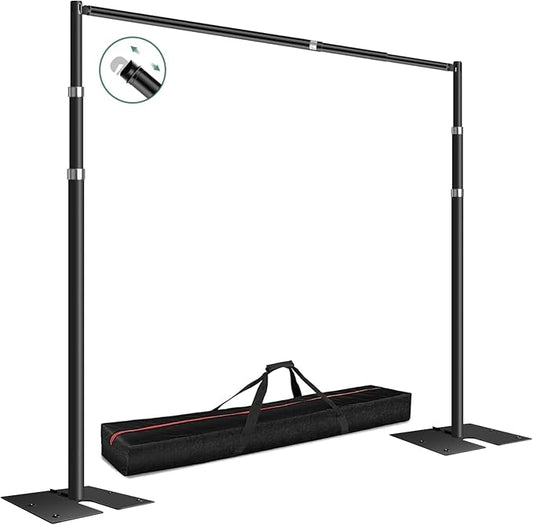 FUDESY Pipe and Drape Backdrop Stand Kit, 10x10ft Heavy Duty Backdrop Stand Adjustable Background Frame with Metal Base for Photography Wedding Parties Events Decoration, Black