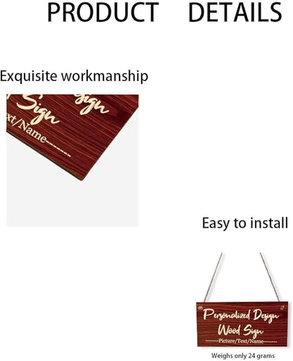 Custom Hanging Wood Sign, Personalized Text Door Sign Plaque, Customized Wall Sign, Customizable Wood Board with Hanging String for Home Decor, Store, Farm 7.8x3.9 inch