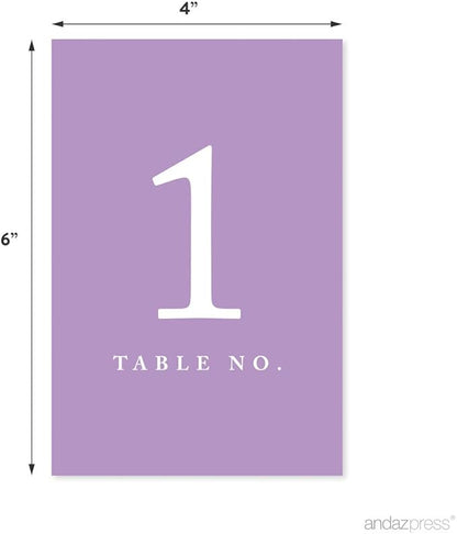 Andaz Press Table Numbers 1-20 on Perforated Paper, Lavender, 4x6-inch Single Sided Sign, 1-Set, For Weddings, Graduation