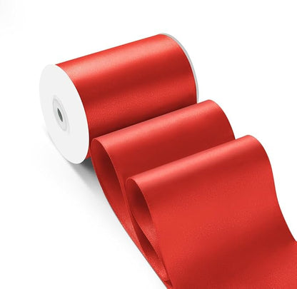 4 Inch 25 Yard Wide Satin Ribbon Red, Solid Fabric Large Ribbon Roll for Cutting Ceremony Wedding Opening Party Decoration, Chairs, Sewing, Festival Pageant Sashes