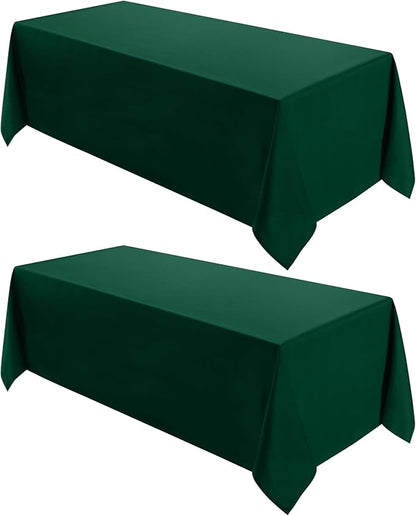 VidaFete 2 Pack 90 * 132inch Rectangle Table Cloth Polyester, Stain Wrinkle Resistant Polyester Dining Table Cover for Kitchen Dinning Party Wedding Rectangular Table Buffet Decoration(Green)
