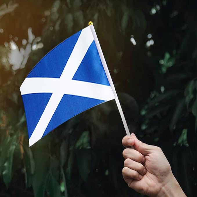 Scotland Flag Scottish Flag, Small Mini Handheld Scotland Flags on Stick, Ideal for Party Parades Sports Events Patriotic Festival Decorations