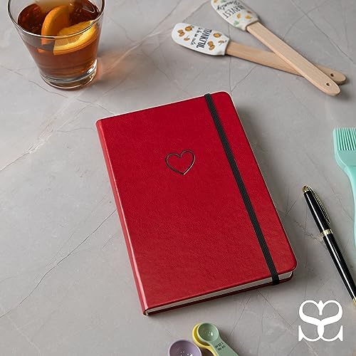 SETTINI Lined Journal, Ideal for Journaling - A5 Vegan Leather Notebook, 192 Archival-Quality Pages, QuillEase Bleed-Free Paper, Inner Pocket & Bookmark - Love Journal for Women, Red Heart